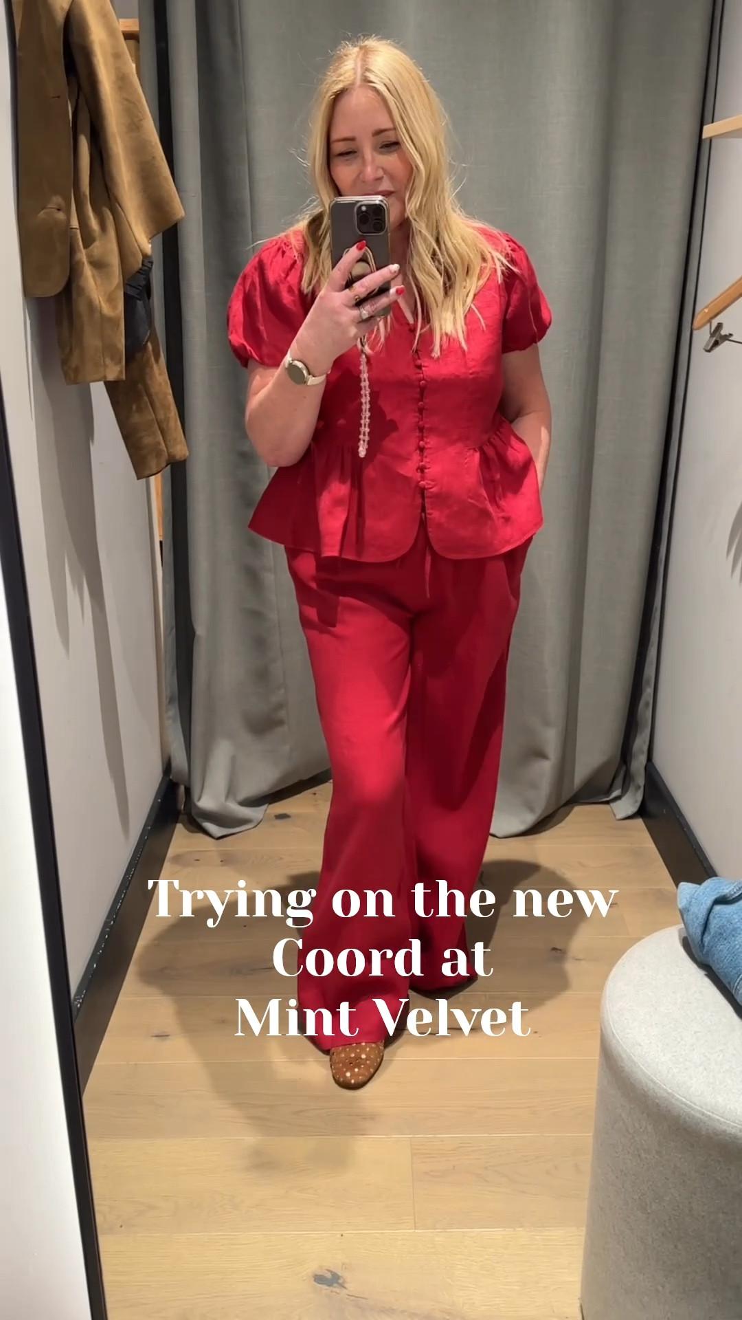Red linen peplum top with wide leg drawstring trousers, also comes in balloon leg and shorts 

It’s a beautiful dark red, and the trousers come in 3 different lengths too 

#LTKspring #LTKmidsize #LTKuk