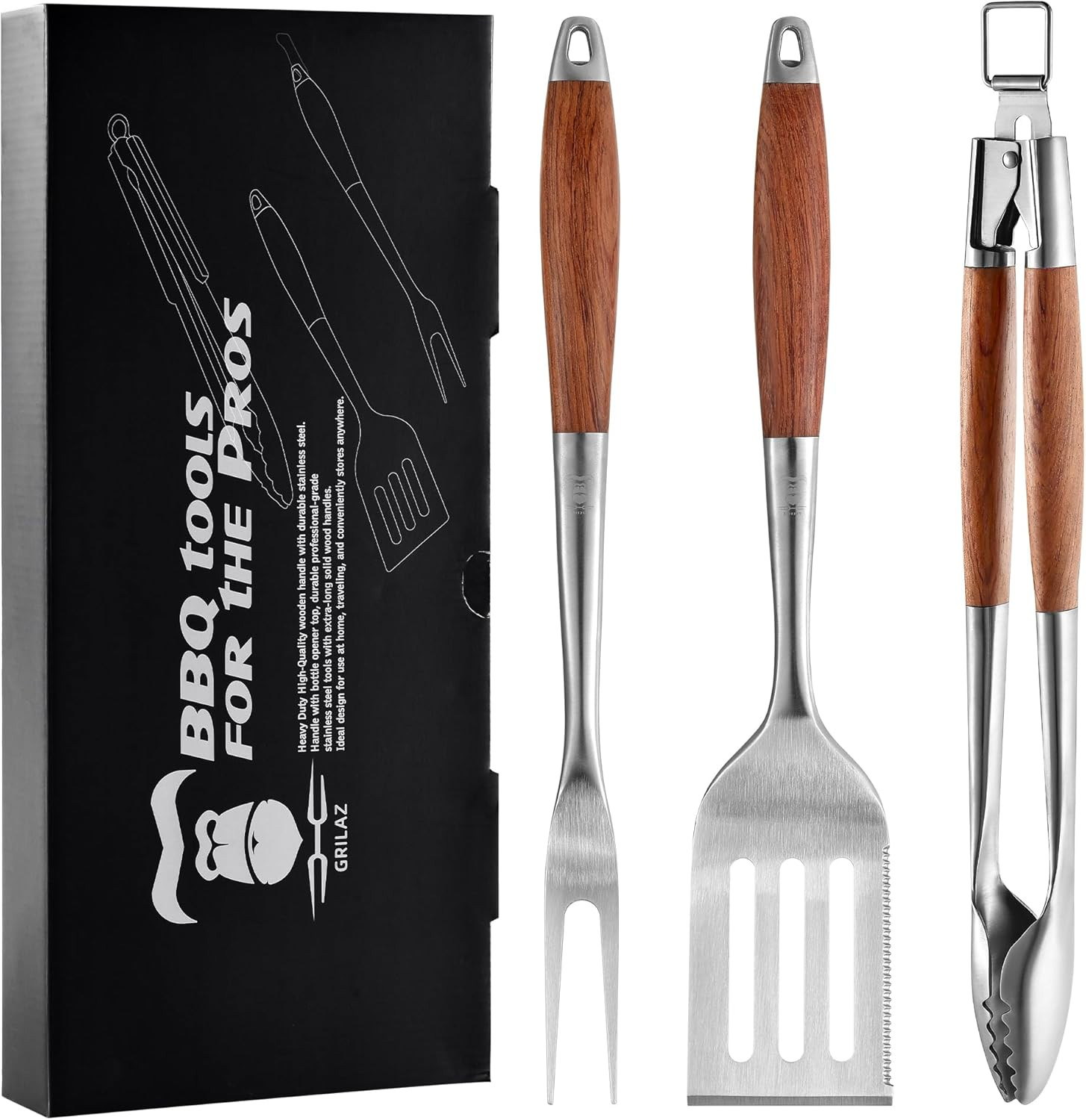 Heavy-Duty Rose Wooden BBQ Grilling Tools Set. Extra Thick Stainless Steel Multi-Function Spatula... | Amazon (US)