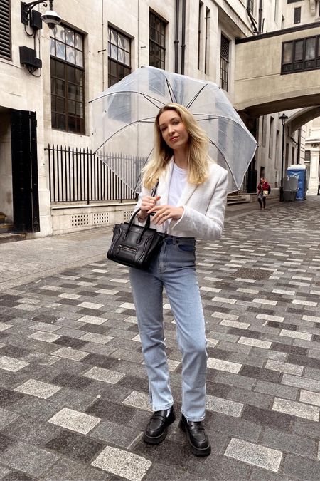 Insta & TikTok @pmmatter for outfit inspiration 🖤 Any questions? DM me on Insta! - minimal style, street style, casual elegant, easy outfit, everyday style, outfit inspiration, clean girl aesthetic, rainy day outfit, stylish umbrella, cropped blazer, spring outfit 

#LTKstyletip #LTKfit