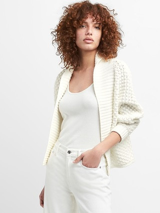 Gap Womens Open-Front Shawl Collar Cardigan Sweater Milk Size L | Gap US