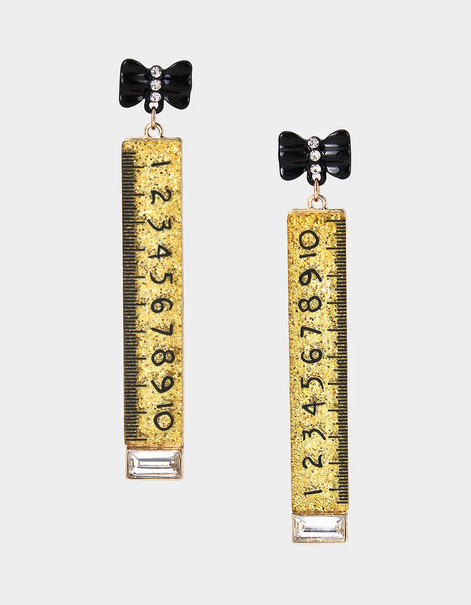 BACK TO COOL RULER DROP EARRINGS GOLD | Betsey Johnson