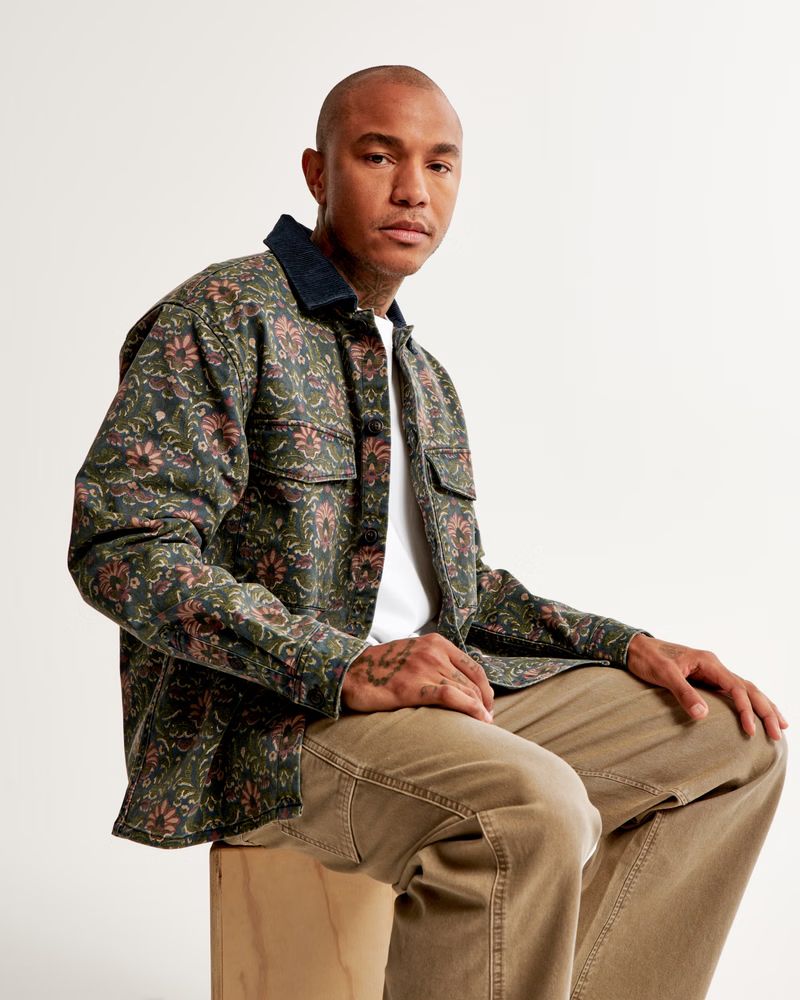 Twill Tapestry Shirt Jacket | Abercrombie & Fitch (US)
