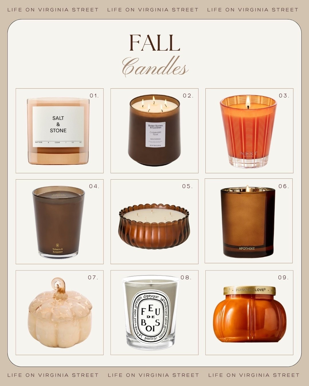 Fall candles 😍￼

fall candles, fall scented candles, autumn candles, autumn scented candles, fall candle scents, best fall candles, cozy fall candles, fall home fragrance, autumn home fragrance, seasonal candles, seasonal home fragrance, fall home decor, autumn home decor, cozy home decor, fall living room decor, fall kitchen decor, fall bedroom decor, fall entryway decor, pumpkin candle, pumpkin spice candle, pumpkin chai candle, pumpkin vanilla candle, pumpkin pecan candle, apple candle, apple cider candle, apple cinnamon candle, caramel apple candle, cinnamon candle, cinnamon vanilla candle, maple candle, vanilla candle, vanilla spice candle, chai candle, clove candle, cranberry candle, fig candle, amber candle, amber vanilla candle, sandalwood candle, cedarwood candle, smoky wood candle, fireside candle, woodsy candle, cashmere candle, gourmand candle, bakery scented candle, warm scented candle, cozy scented candle, luxury candle, soy candle, coconut wax candle, three wick candle, jar candle, decorative candle, pumpkin shaped candle, fall candle holder, candle warmer, candle warmer lamp, cozy fall home, fall aesthetic, autumn aesthetic, neutral fall decor, elevated fall decor, moody fall decor, traditional fall decor, Thanksgiving candles, Thanksgiving decor, harvest decor, hostess gift, fall gift ideas, housewarming gift, fall entertaining, cozy season, fall home refresh

#LTKHome #LTKSeasonal #LTKU