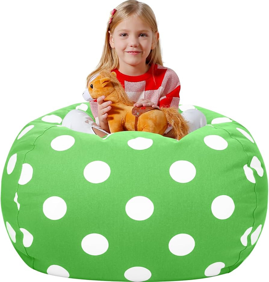 Aubliss Stuffed Animal Bean Bag Storage Chair (Green Dot, Medium (32'')) | Amazon (US)