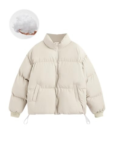 CIDER Womens Quilted Puffer Jacket Cropped Baggy Zip Up Casual Jackets Oversized Outerwear Warm C... | Amazon (US)