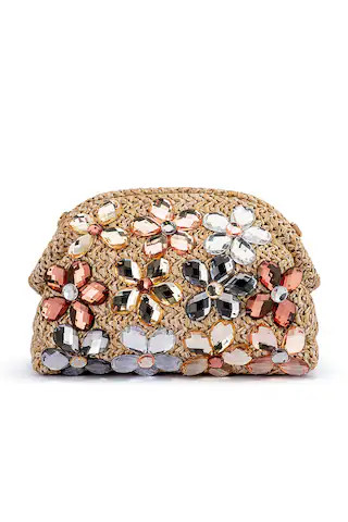 Fern Crystal Embellished Clutch in Natural | Revolve Clothing (Global)