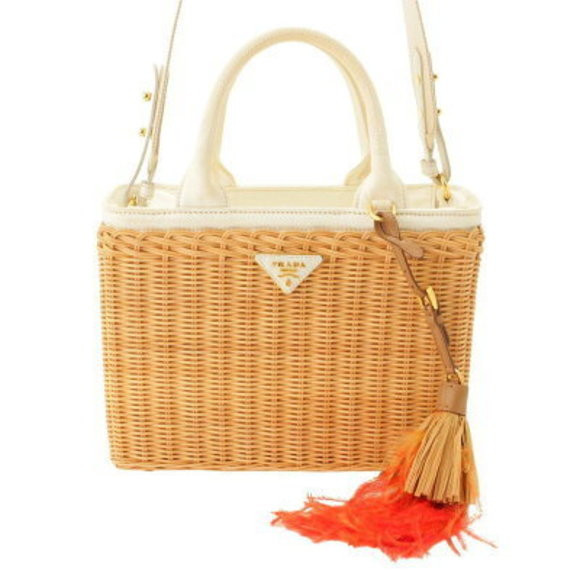Prada Wicker Handbag Basket Bag White | Poshmark