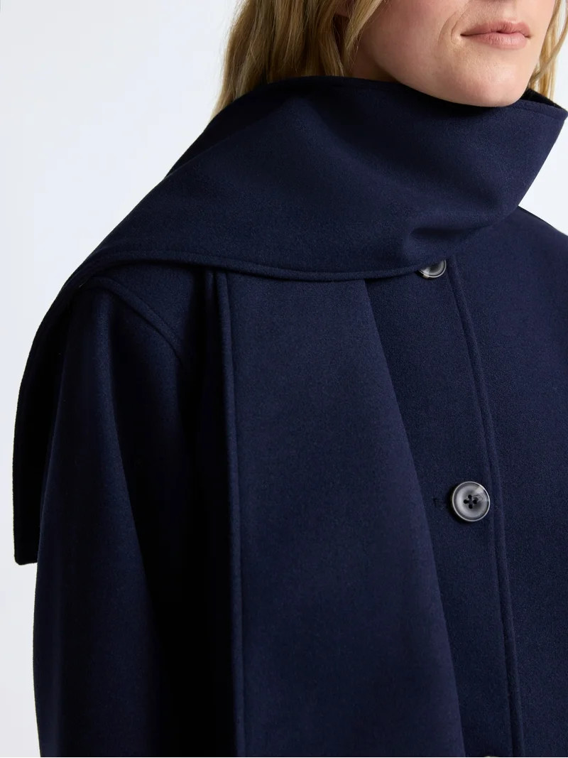 Free Assembly Women's Faux Wool Jacket with Scarf, Sizes XS-XXL | Walmart (US)