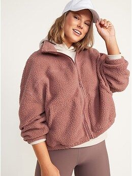 Slouchy Sherpa Zip Jacket for Women | Old Navy (US)