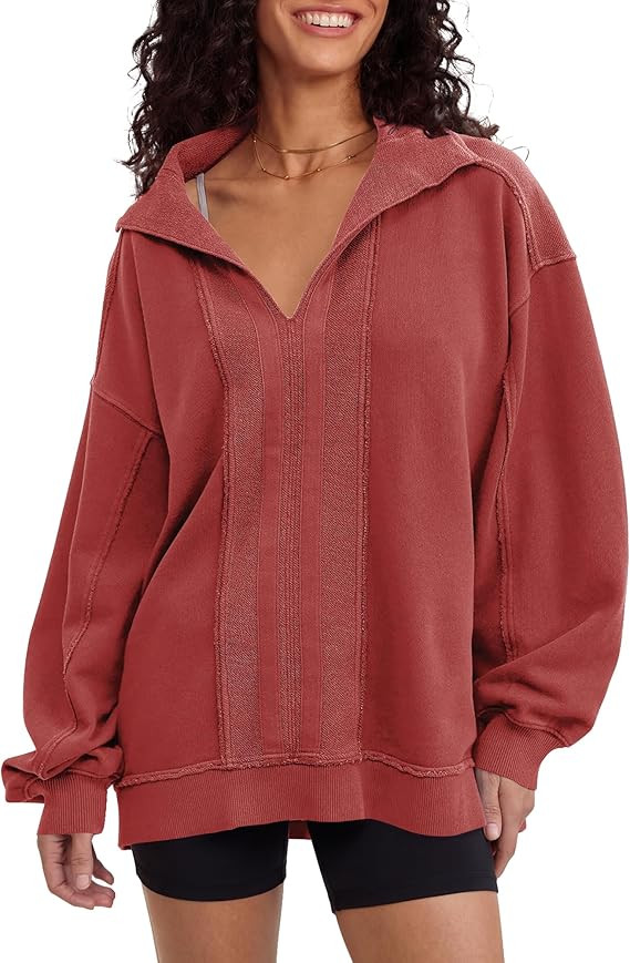 Gacaky Sweatshirt for Women Oversized Casual Open Neck Sweaters Hoodies Comfy Fall Pullover Tops ... | Amazon (US)