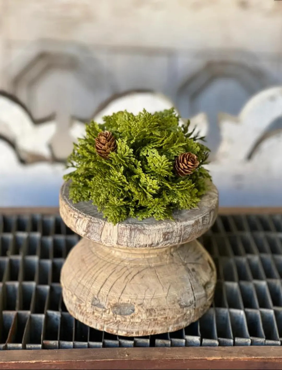 Leyland Cypress Half Sphere | 5.5" | Faux Greenery With Pine Cones | Christmas Floral Arrangement... | Etsy (US)