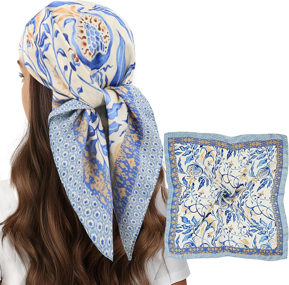vimate Head Scarf for Women Hair 27'' Square Satin Silk Feeling Bnadana Neck Scarf Handbag Access... | Amazon (US)
