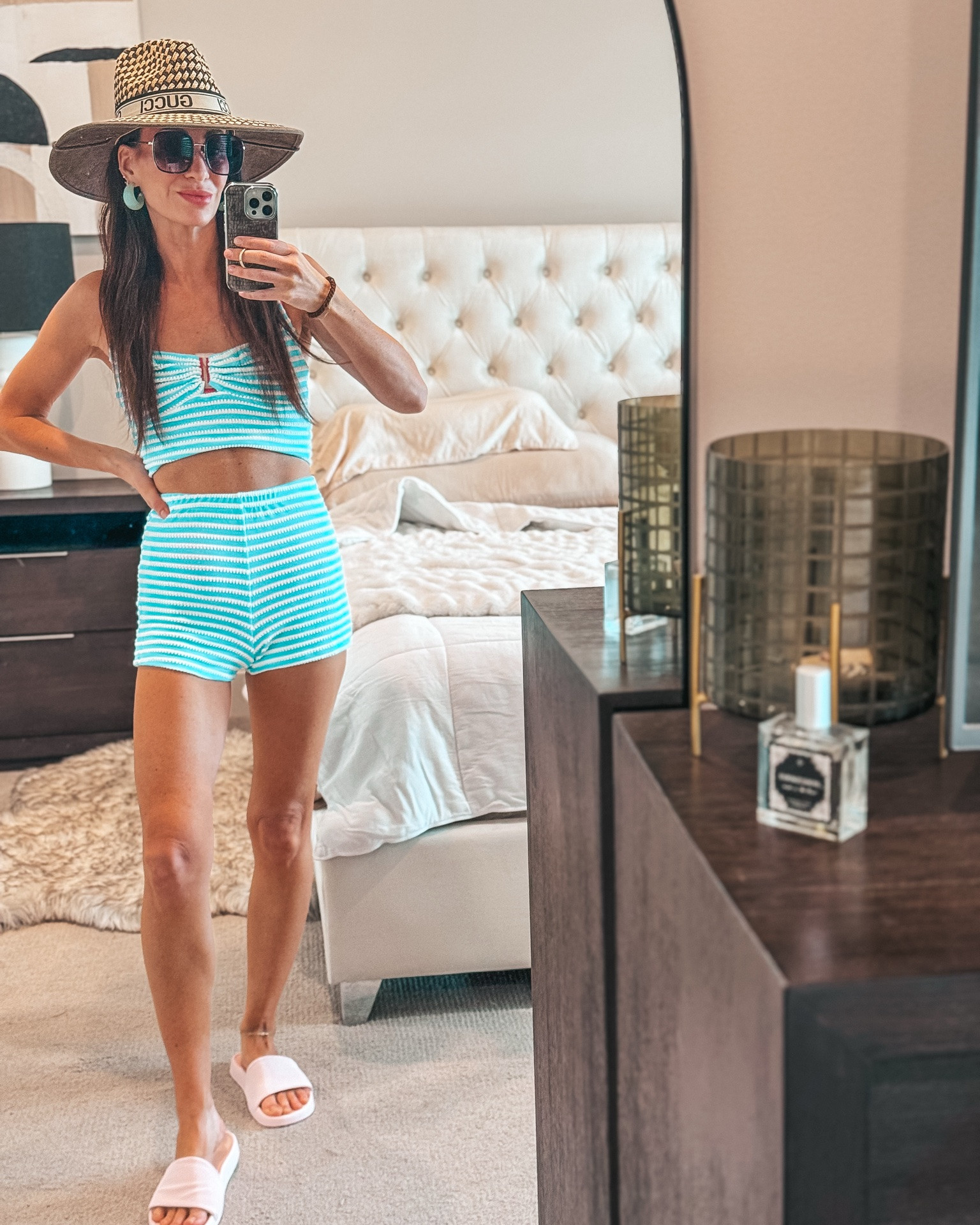 Palm Springs Pool Party Outfit

Palm Springs pool party energy 🌴 This colorful matching set is such an easy throw-on over swim — bright, fun, and still styled enough for a resort pool day. Added oversized sunnies, statement earrings, a woven tote, and slides for the full vacation look.

Palm Springs outfit, pool party outfit, resort outfit, vacation outfit, colorful matching set, swim coverup, poolside outfit, beach vacation outfit, resort wear, summer outfit, vacation packing, colorful swim outfit, crochet set, striped set, straw tote, designer sunglasses, Gucci hat, pink slides, summer accessories

#LTKOver40 #LTKSwim #LTKootd