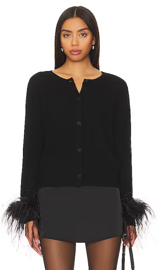 Shushu Feather Cardigan in Black | Revolve Clothing (Global)