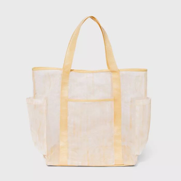 Striped Mesh Tote Handbag - Shade & Shore™ Yellow | Target