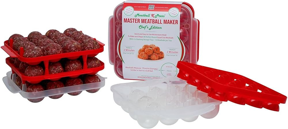 Meatball Maker & Stacking Storage Tray System - Chef's Edition - 48 Meatball Product | Amazon (US)