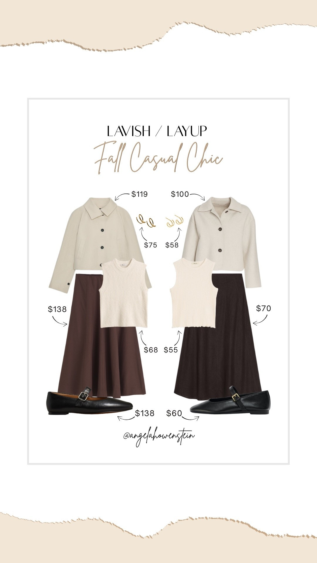 Same chic look, two different budgets. Neutral knits, swing skirts, and classic flats make this outfit feel polished without trying too hard.

#LTKFinds #ltkfashion #falloutfits #casualchic #over40style #neutralstyle #save #splurge

#LTKShoeCrush #LTKOver40 #LTKStyleTip