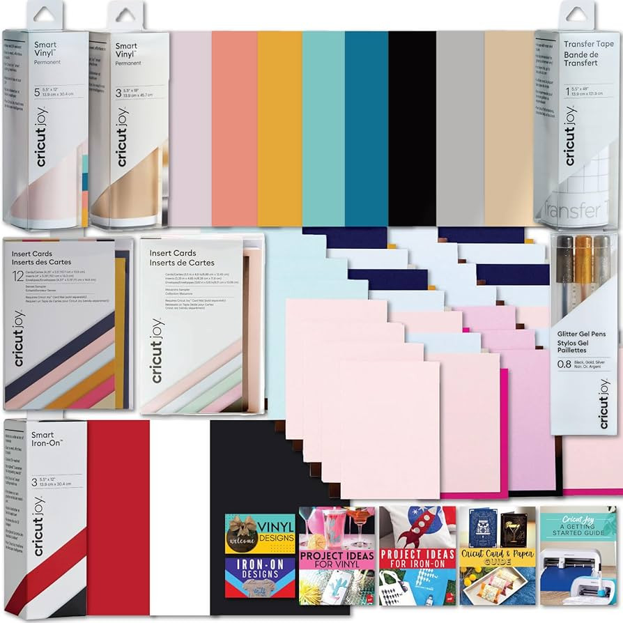 Cricut Deluxe All‑in‑One Sampler Kit Joy Machines- 40+ Piece Bundle with Vinyl, Heat Transfer... | Amazon (US)