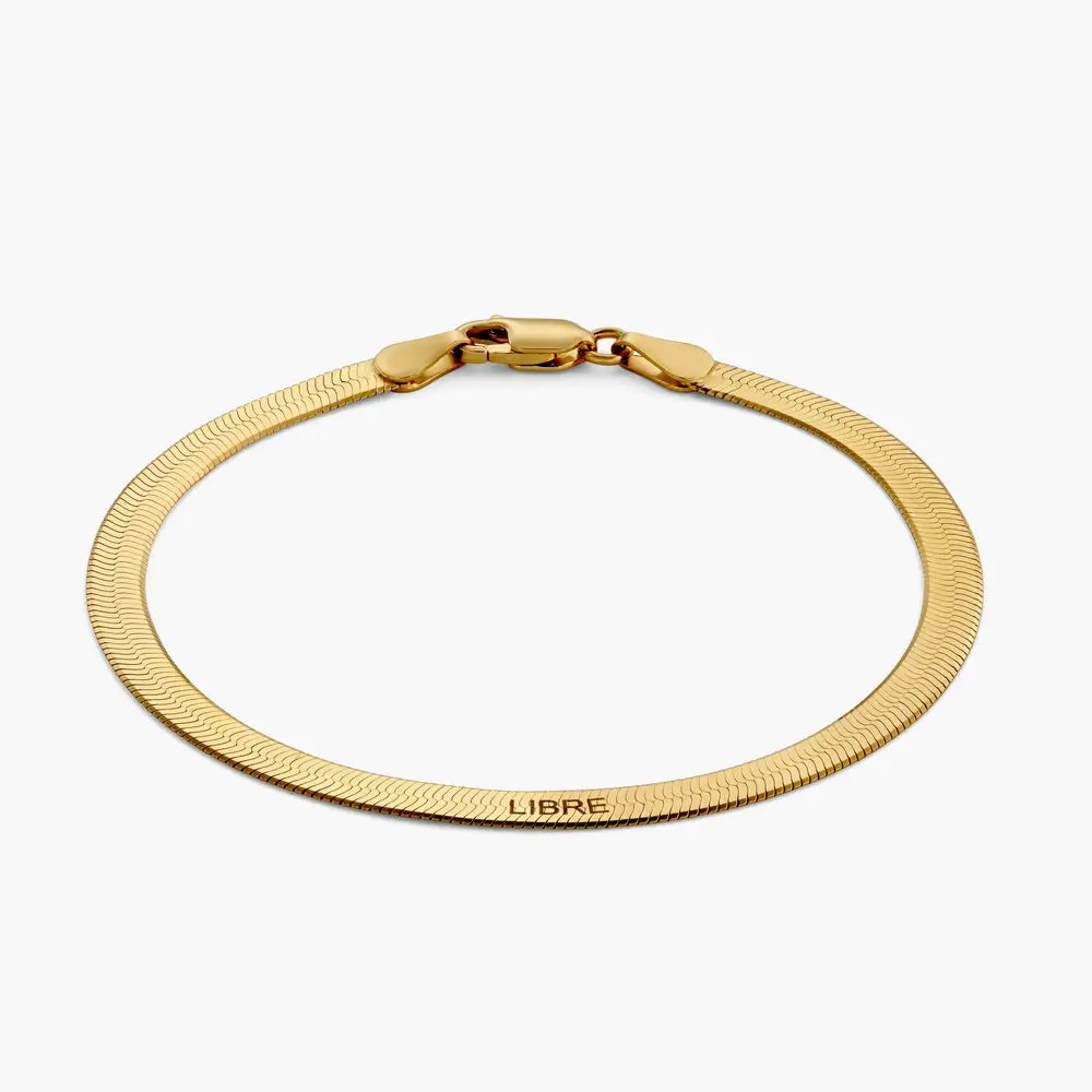 Herringbone Engraved Bracelet - Gold Vermeil | Oak & Luna (US)