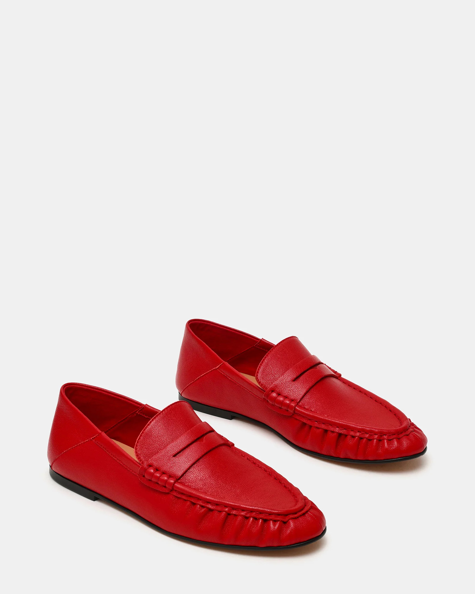 ROGER Red Leather Slip-On Women's Loafer | Steve Madden (US)