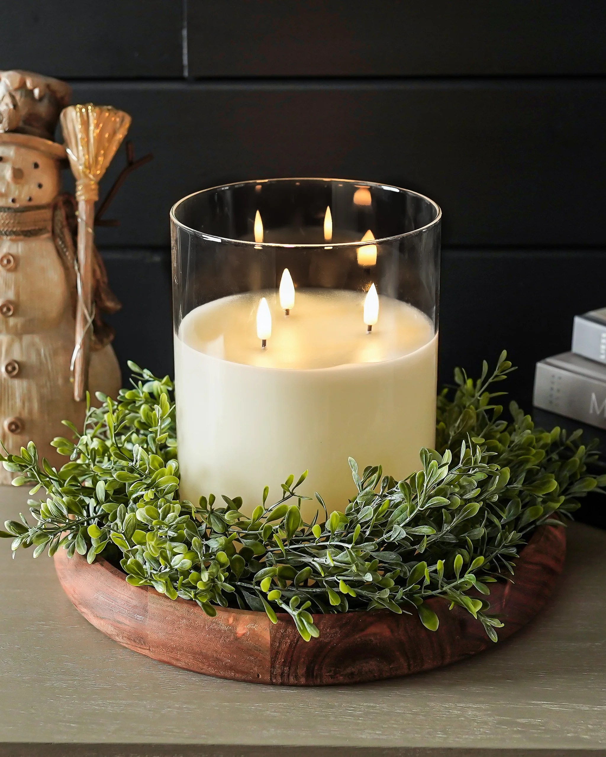 Flameless Triple Wick Glass Candle | MJHome