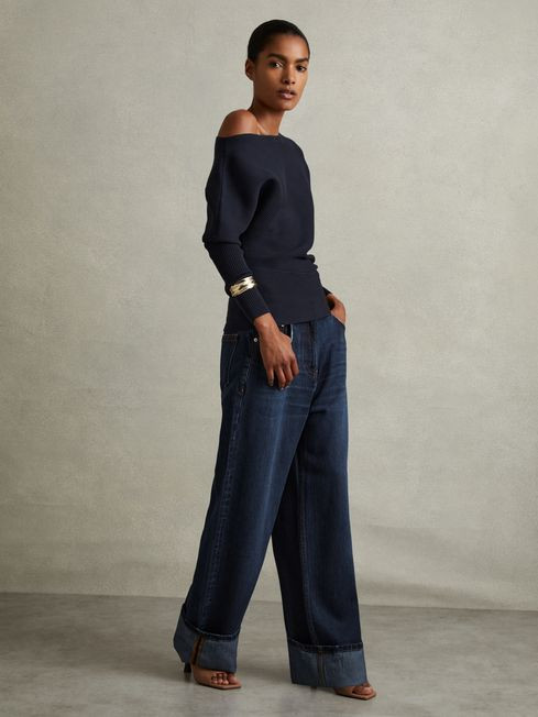 Asymmetric Draped Knitted Jumper | Reiss US