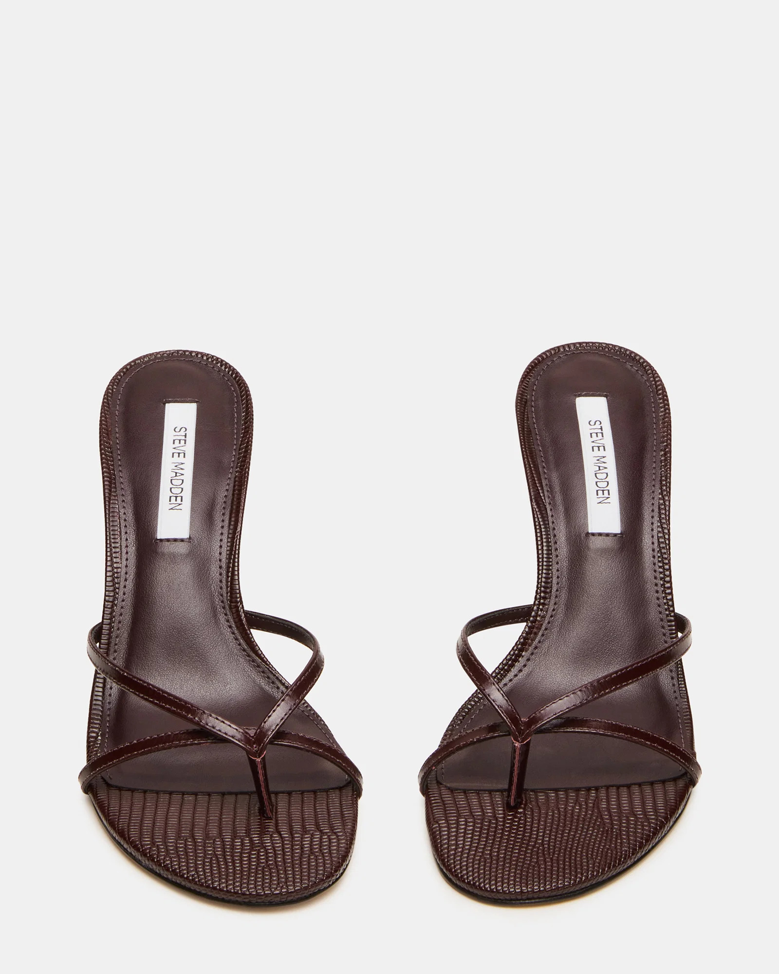 CLARI Dark Cherry Leather Strappy Thong Women's Kitten Heel | Steve Madden (US)