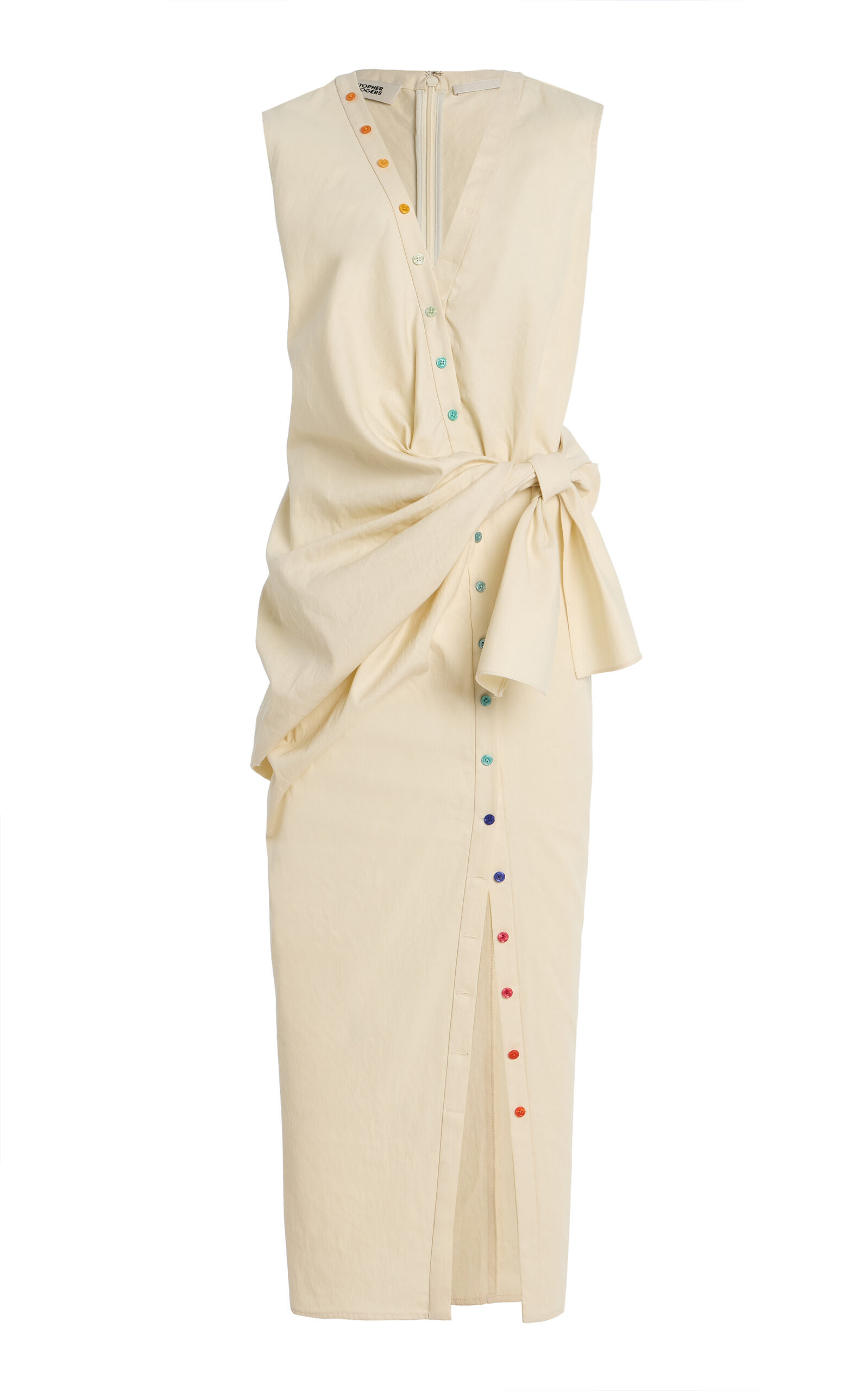 Christopher John Rogers - Cotton Sarong Shirt Dress - Ivory - US 0 - Moda Operandi | Moda Operandi (Global)
