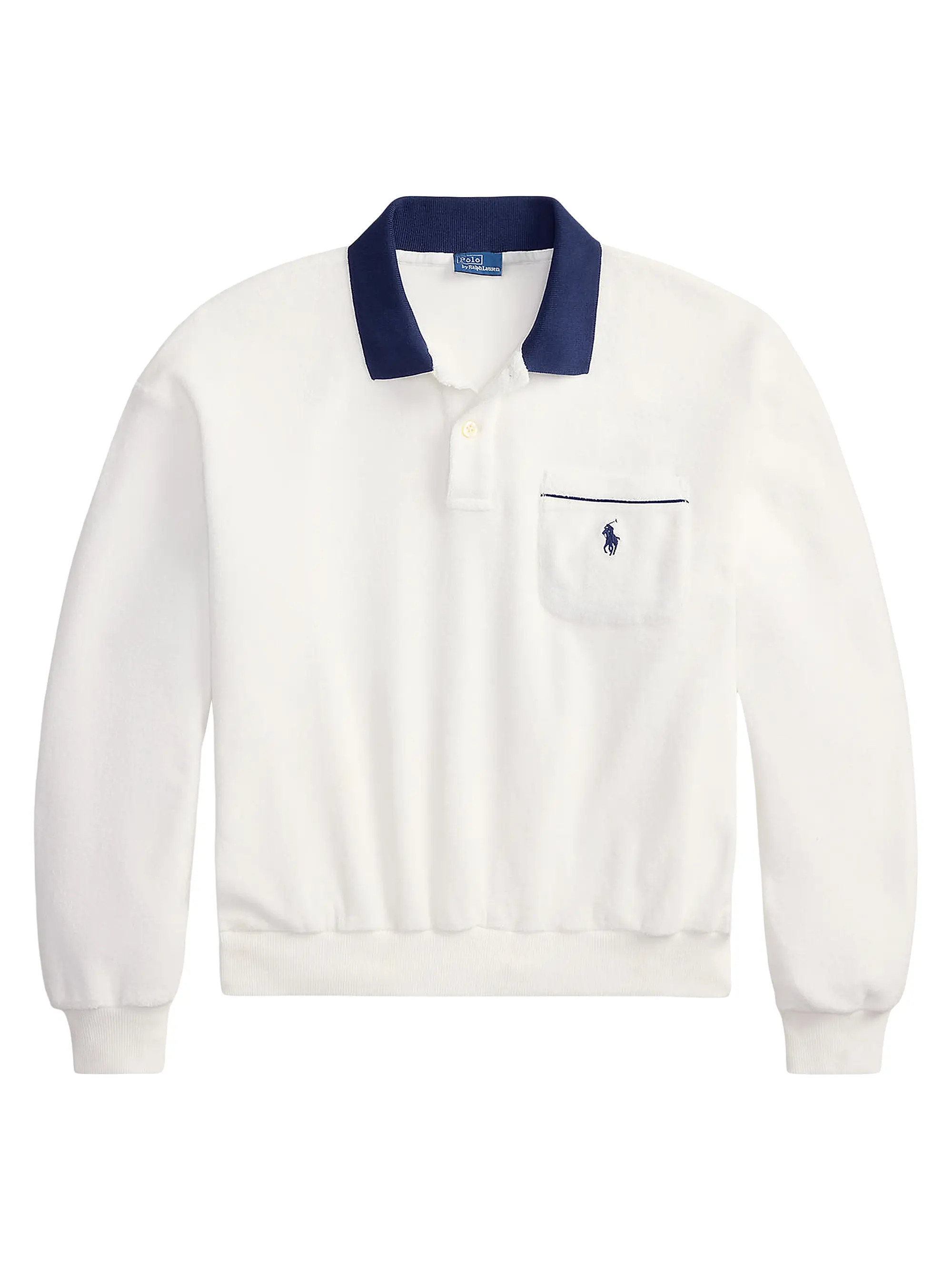 Polo Ralph Lauren Logo Cotton-Blend Terry Long-Sleeve Polo Shirt | Saks Fifth Avenue | Saks Fifth Avenue