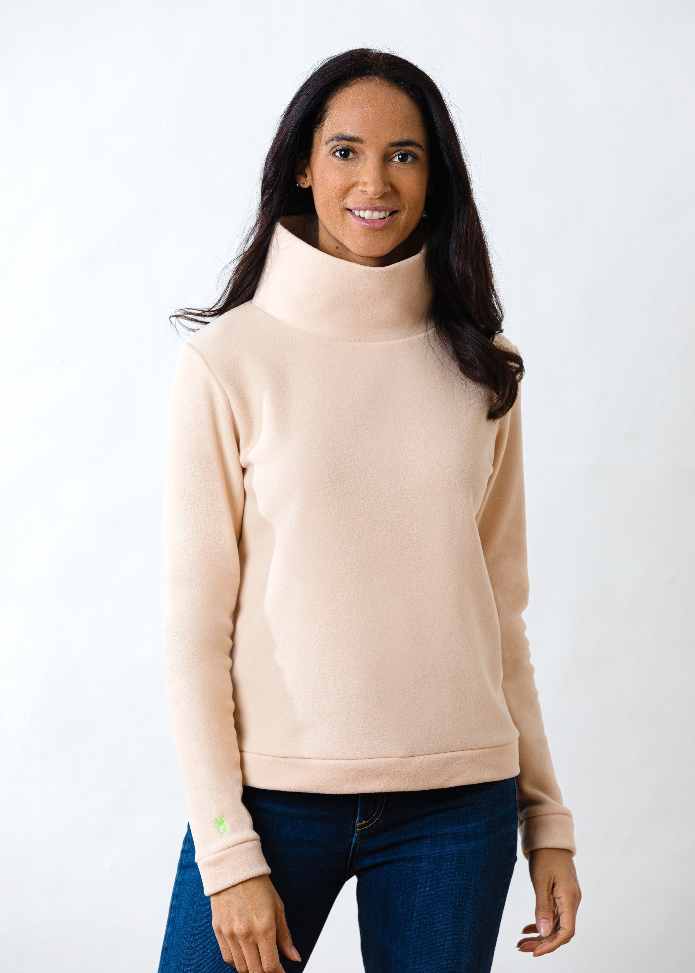 Park Slope Turtleneck in Vello Fleece (Natural Blush) | Dudley Stephens