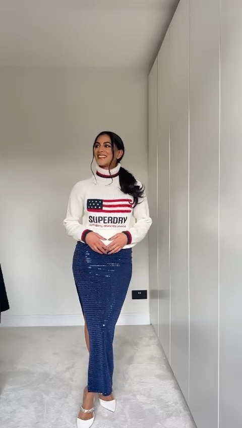 12 days of Christmas ✨ Day 8

White knitted turtleneck, red knit wear, blue sequin skirt, midi skirt, festive outfit ideas 

#LTKeurope #LTKSeasonal #LTKstyletip