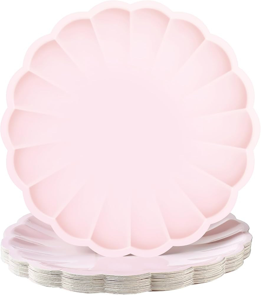 30 Pcs Large Scalloped Paper Plates 9.5 Inch Shell Edge Disposable Dinner Plates for Birthday Wed... | Amazon (US)