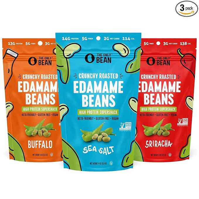 The Only Bean Crunchy Dry Roasted Edamame Beans (Variety Pack), Low Carb Keto Healthy Snacks For ... | Amazon (US)