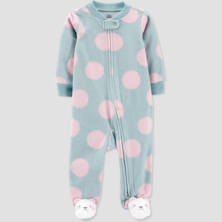 Carter's Just One You® Baby Girls' Panda Dot Microfleece Footed Pajama - Blue | Target