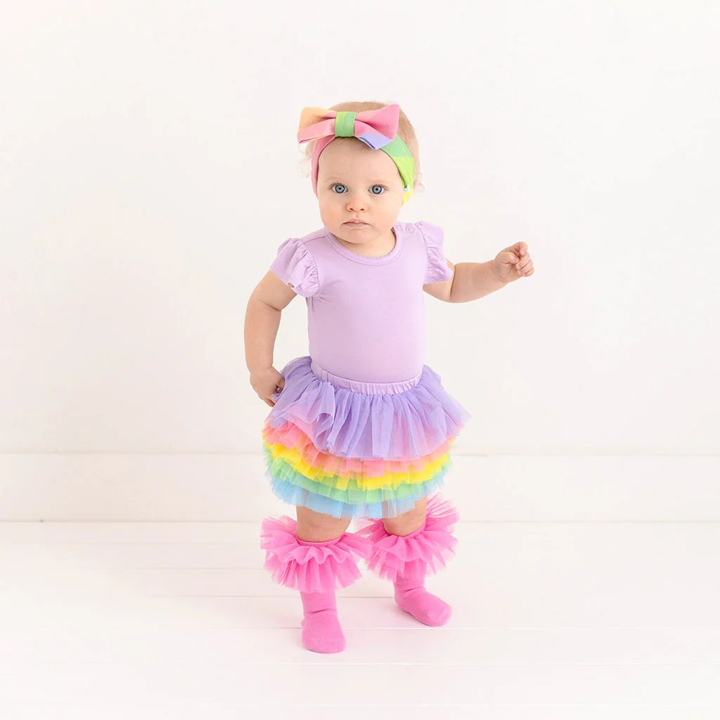 Rainbow Multi Toddler Ruffled Tulle Bummies | Rainbow Stripe | Posh Peanut