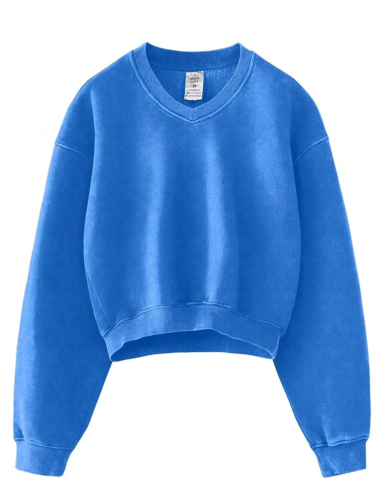 Hatant Sweatshirt for Women Acid Wash Athletic Hoodie Heritage Fleece V-neck Long Sleeve Hoodie F... | Amazon (US)