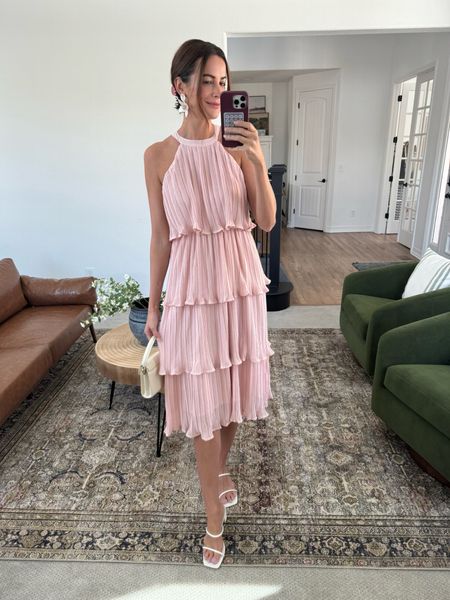 This tiered midi dress is stunning! The ruffles and the small pleats are so pretty and feminine! Halter necklines are majorly trending this spring! 

#LTKfindsunder50 #LTKSeasonal #LTKwedding