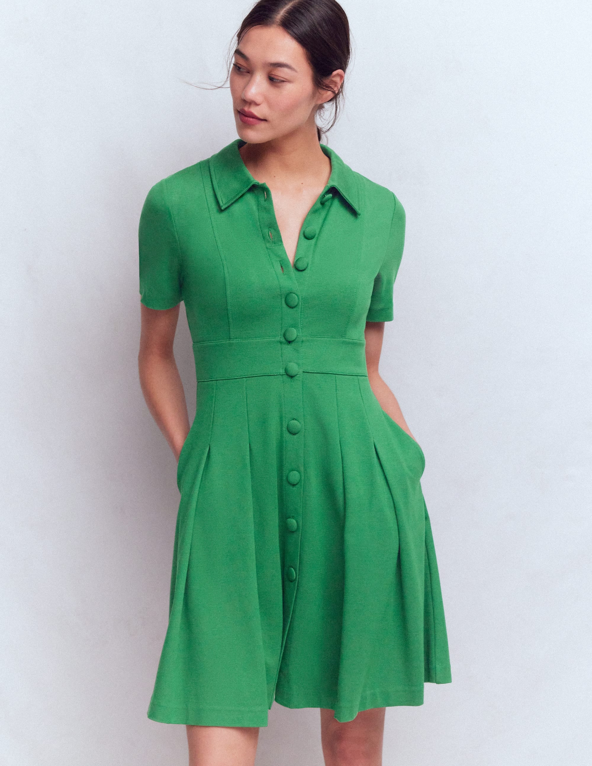 Bridget Ponte Short Dress-Fresh Green | Boden (US)