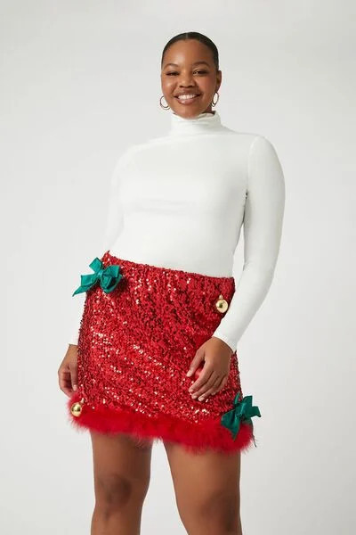 Plus Size Sequin Ornament Mini Skirt | Forever 21 (US)