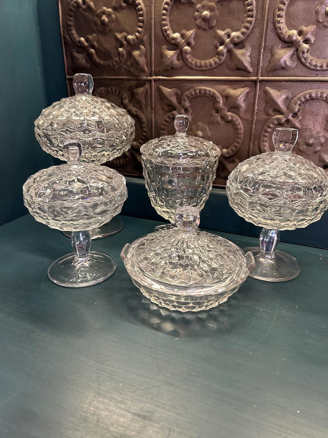 Candy Dish, Fostoria Cube Candy Bowl With Lid, CHOICE of Vintage, Fostoria Candy Jar, Clear Cut G... | Etsy (US)