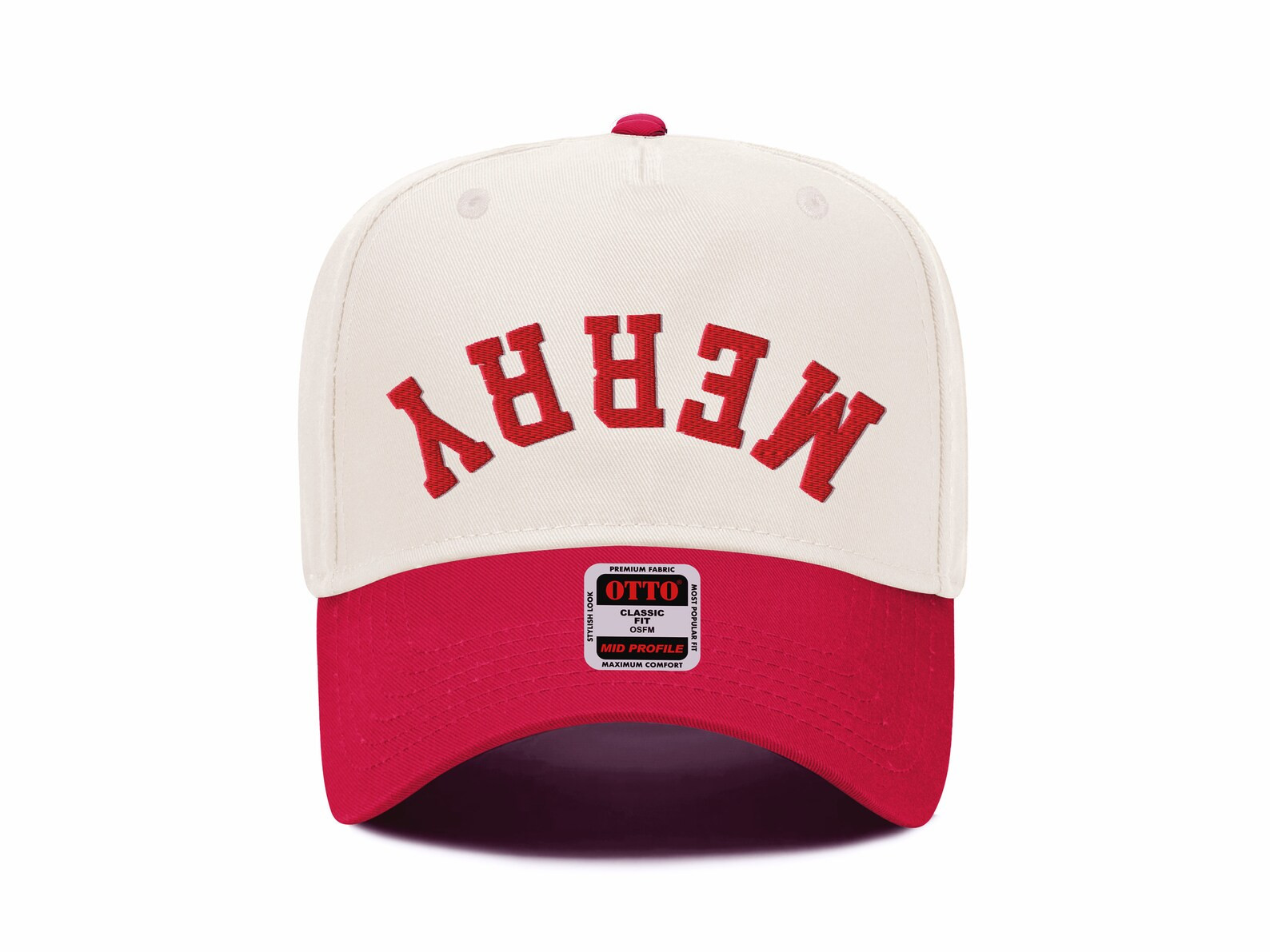 Merry Hat Upside Down Merry Hat for Christmas Festive Holiday Hat Two Tone Red Trucker Hat Red Em... | Etsy (US)