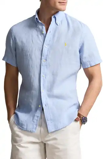 Short Sleeve Linen Button-Down Shirt | Nordstrom