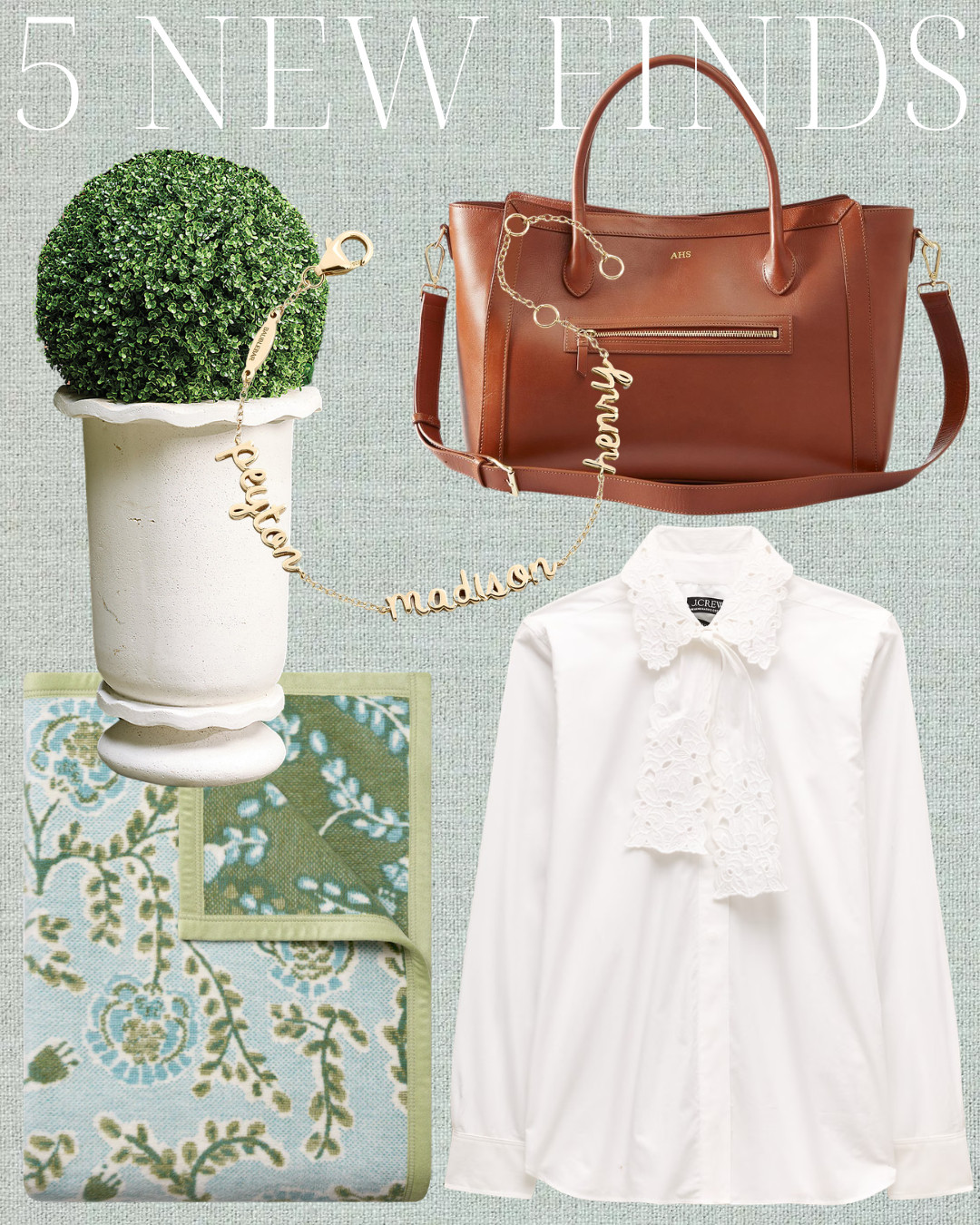 white buttonup | custom bracelet | mom bracelet | ruffled planter | spring refresh | classic home | preppy home | preppy style | classic style | leather weekeender bag | traditional home 

 #LTKootd #LTKSeasonal #LTKHome