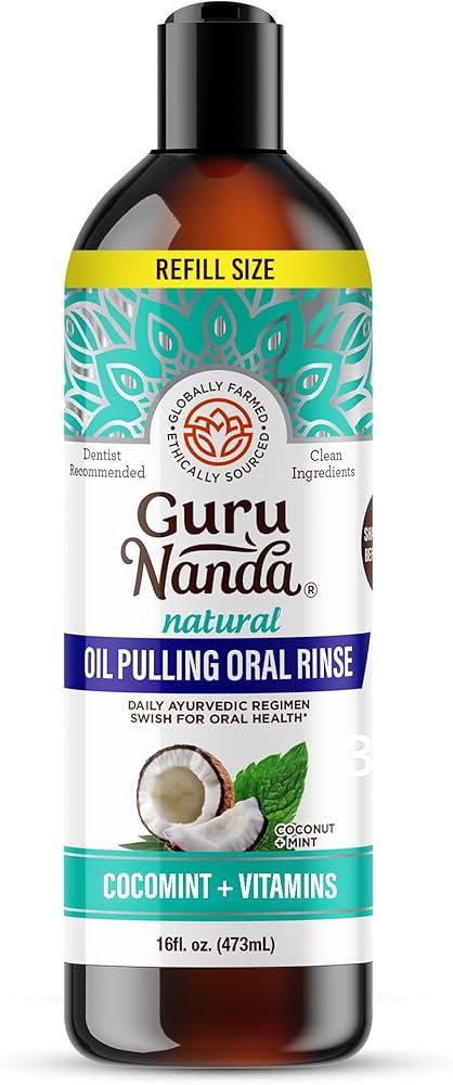 GuruNanda CocoMint Oil Pulling Mouthwash for Complete Oral Hygiene, 7 Essential Oils & Vitamins f... | Amazon (US)