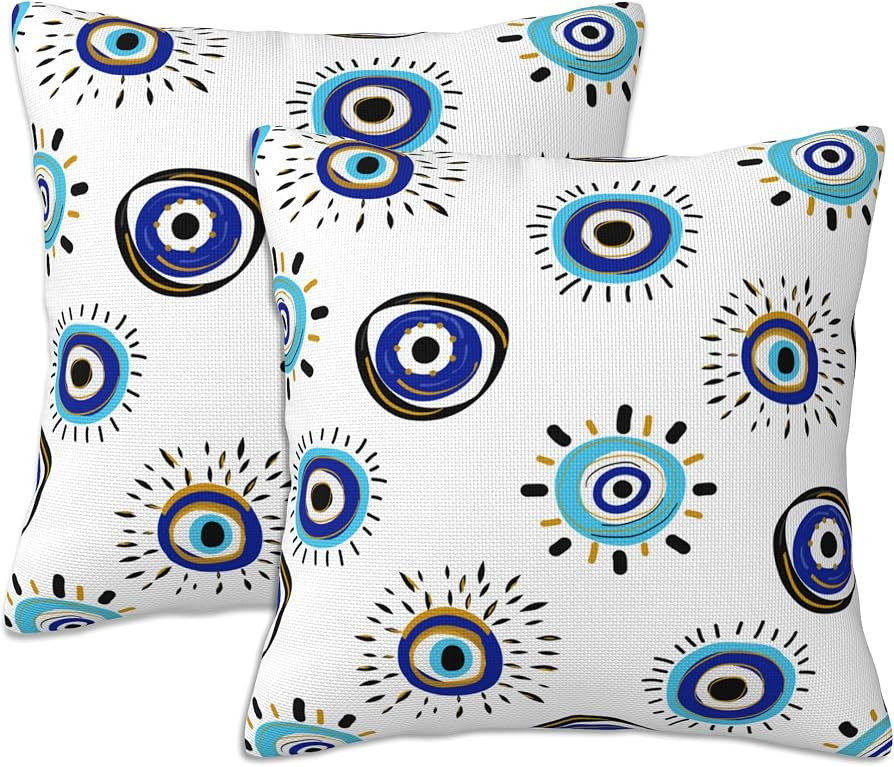 Throw Pillow Covers Evil Eye Pillow Covers 18x18 Inch Set of 2 Throw Pillows Decorative Pillow Ca... | Amazon (US)