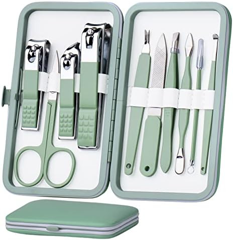 HANTEKAS Manicure Set 10 in 1 Stainless Steel, Nail Clippers Scissors Pedicure Tools Kit - Portab... | Amazon (US)