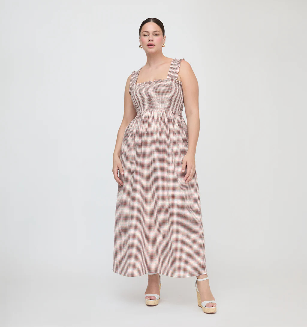 The Ashlyn Nap Dress - Cognac Gingham | Hill House Home US