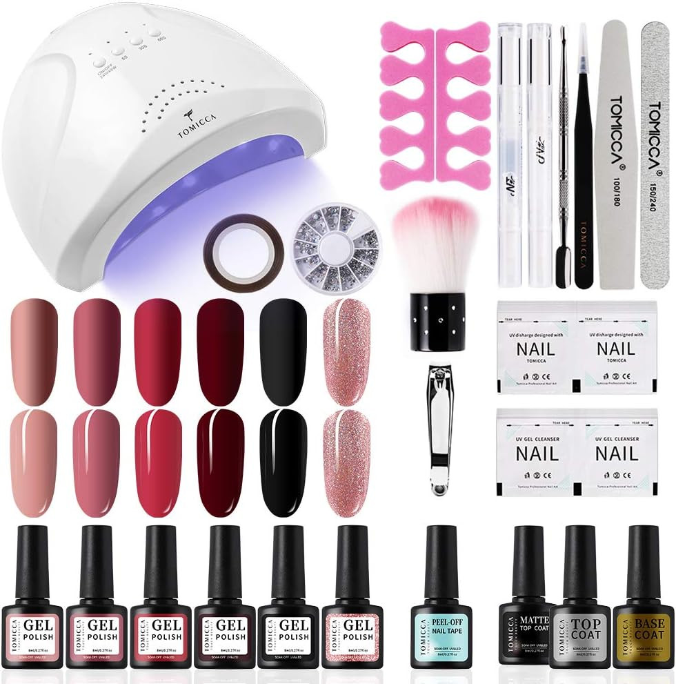 TOMICCA Gel Nail Polish Starter Kit With 48W UV/LED (Light) Nail Lamp 6 Colors Soak Off Gel Polis... | Amazon (CA)