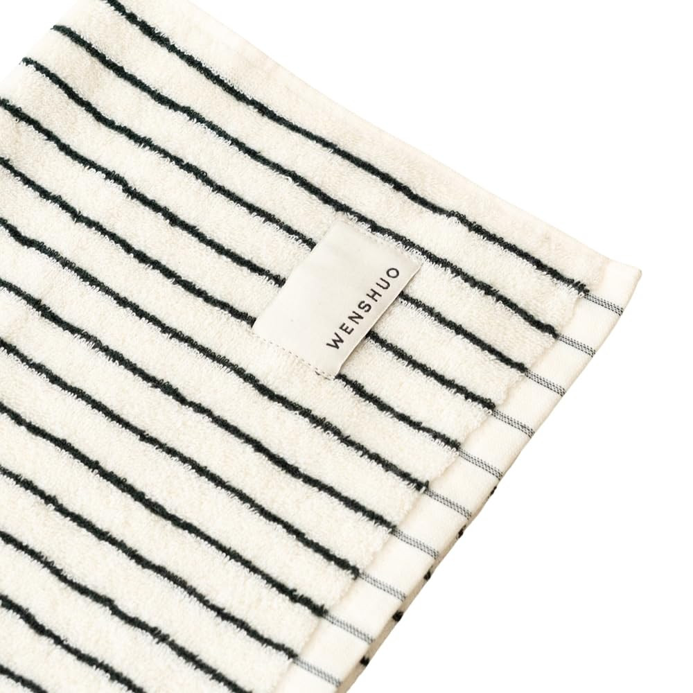 WENSHUO Black&White Striped Pure Cotton Hand Towel,100% Combed Cotton,Luxury Shower Towel,Super A... | Amazon (US)