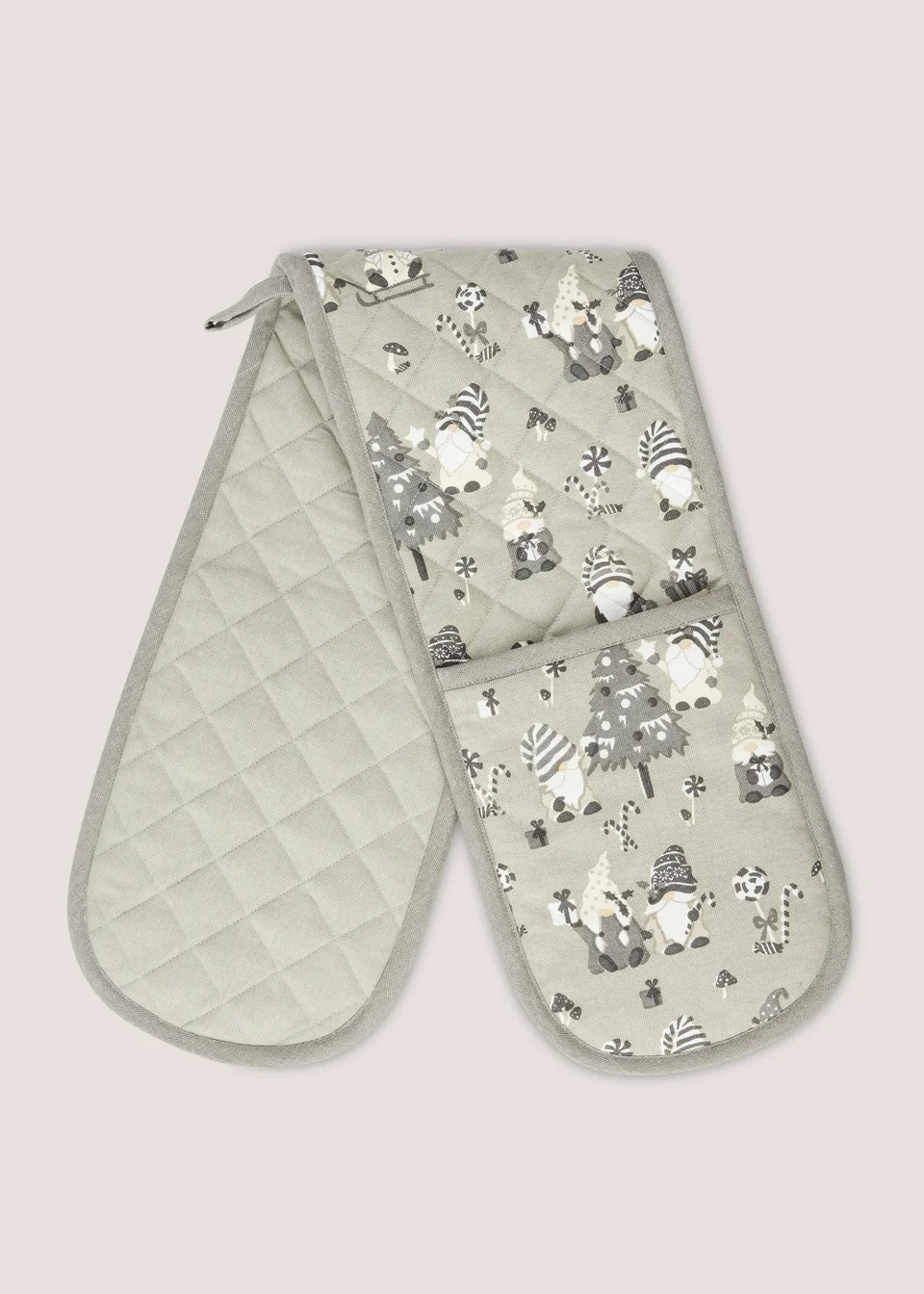 Grey Christmas Gnome Oven Gloves (90cm x 18cm) | Matalan (UK)